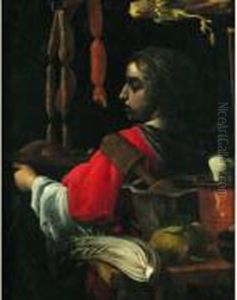 Une Servante Dans Un Interieur De Cuisine by Giovanni Martinelli
