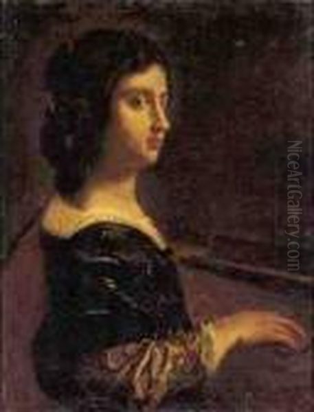 Portrait Of A Lady Playing A Keyboard Instrument - view 1