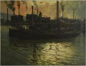 Trabajadores En El Puerto by Enrique Martinez Cubells y Ruiz