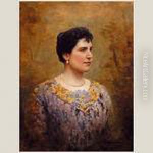 Retrato De Dama by Enrique Martinez Cubells y Ruiz