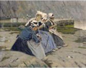 Pescadoras (fisherwomen On The Beach) by Enrique Martinez Cubells y Ruiz
