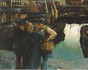 Lobos De Mar, Bermeo (fishermen, Bermeo) by Enrique Martinez Cubells y Ruiz