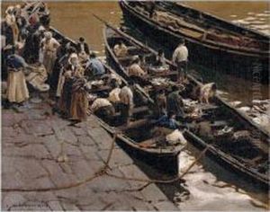 La Vuelta De La Pesca (returning From The Catch) by Enrique Martinez Cubells y Ruiz