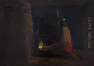 Hopi Indian At Hearth by Xavier Martinez