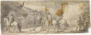 Procession With A Coach And Horsemen
