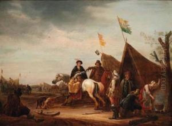 A Military Encampment With A Lady On Horseback Before A Tent - view 1