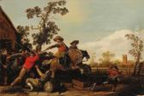 Cavalrymen Raiding The Swan Inn - view 1