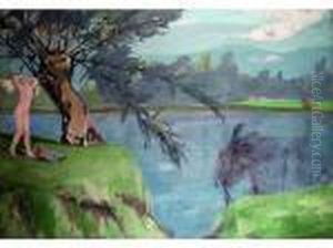 Baigneuses Au Bord De La Riviere by Jacqueline Marval