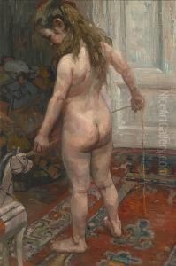 Madchen Mit Holzpferd by Alfred Marxer