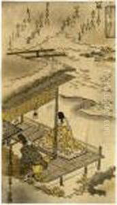 A Scene Drawn From ````suma' - Chapter 12 From The Tales Of Genji