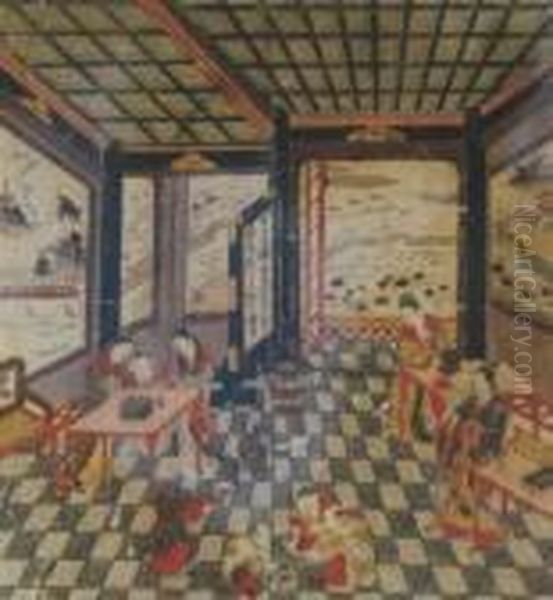 Figures At Leisure In An Interior - view 1