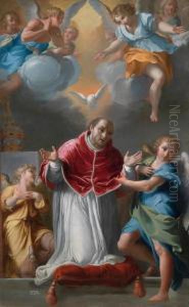 La Preghiera Del Santo Padre Gregorio Magno Olio Su Tela - view 1