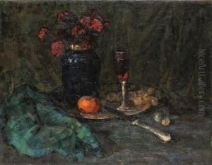 Still-life With Orange And Wine-glass by Ilya Ivanovich Mashkov