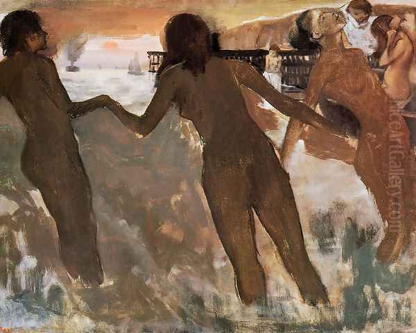 Peasant Girls Bathing in the Sea at Dusk - view 1