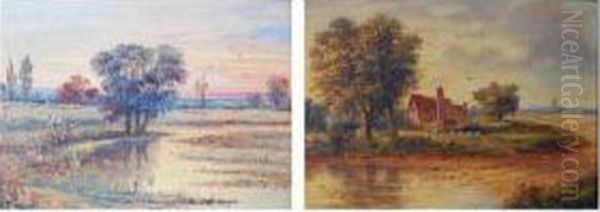 Sheep Grazing In A River Landscape - view 1