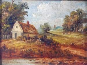 Thatched Cottage In A Landscape by Christopher Mark Maskell