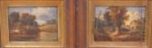 M Mascall - Pair Of Suffolk Landscapes by Christopher Mark Maskell
