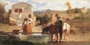 A Drinking Fountain In The Campagna by George Hemming Mason