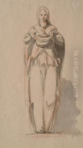 A Vestal Virgin Holding A Vase by Louis Masrelier