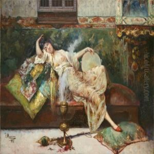 Interior With Young Oriental Woman by Francisco Masriera y Manovens