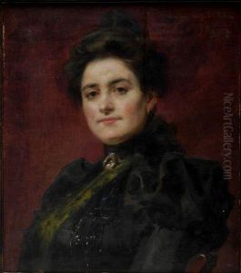 Retrato De Dama Con Vestido Negro.