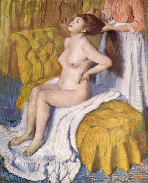 Woman Having Her Hair Combed - view 1