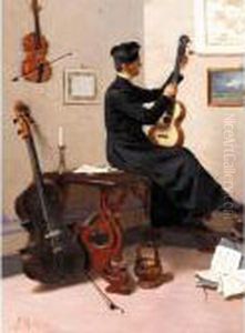 Tuning The Guitar by Pompeo Massini