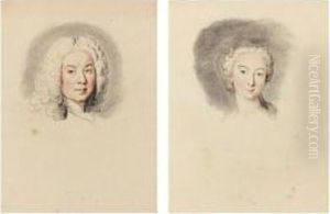 Ensemble De Seize Portraits En Buste Dont Treize Hommes En Perruque Et Trois Femmes