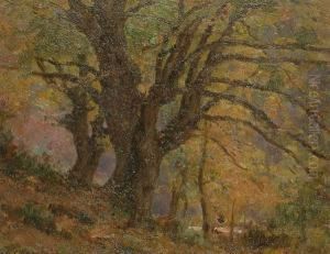 Autumnal Woodland Scene by Jean Eugene Masse