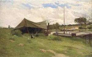 Campement Et Peniche Au Bord De La Marne