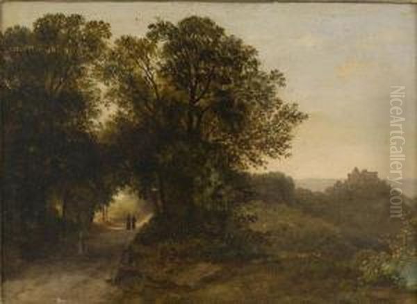 Paesaggio Con Rocca, Figura E Frati Viandanti - view 1