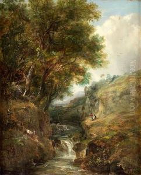 Paesaggio Con Ruscello, Due Figure E Capretta - view 1