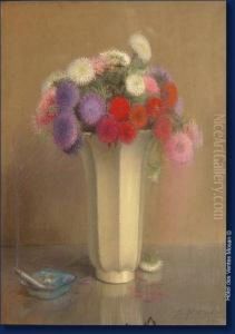 Nature-morte Au Bouquet Et Au Cendrier by Edouard Masson
