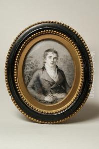 A Miniature Portrait Of George 
Haldinand, Seated On A Wicker Chair, Wearing Coat And Breeches - view 1