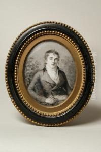 A Miniature Portrait Of George
Haldinand, Seated On A Wicker Chair, Wearing Coat And Breeches by Firmin Massot