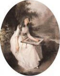 A Young Lady Seated Under A Tree
With A Portfolio Of Drawings, Anextensive River Landscape Beyond by Firmin Massot