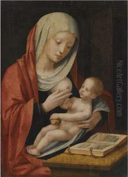 Virgin And Child Seated Before A Lectern - view 1