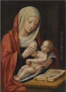 Virgin And Child Seated Before A Lectern by The Master Of The Female Half-Lengths
