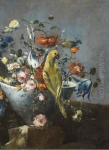 Composizione Di Fiori Con Pappagallo by Master Of The Guardeschi Flowers