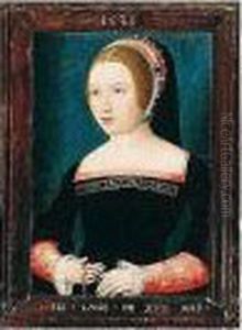 Portrait Of A Young Woman Holding A Chain by Master Of The Legend Of The Magdalene