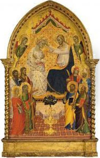 Coronation Of The Virgin, With 
Saints Catherine, Matthew, John The Baptist, Peter, Paul, A Bishop Saint
 (nicholas Of Bari?) And A Martyred Female Saint - view 1