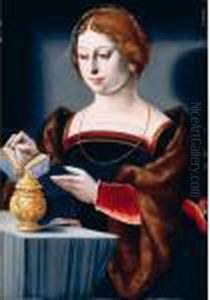 The Magdalene Seated At A Table Holding An Open Book The Magdalene Seated At A Table Holding An Open Book