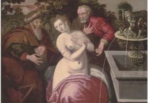 Susannah And The Elders by Master Of The Prodigal Son