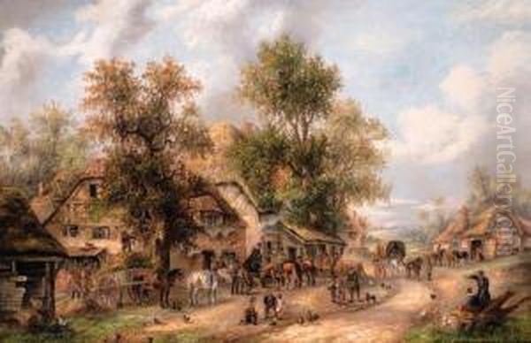 A Busy Village Lane - view 1