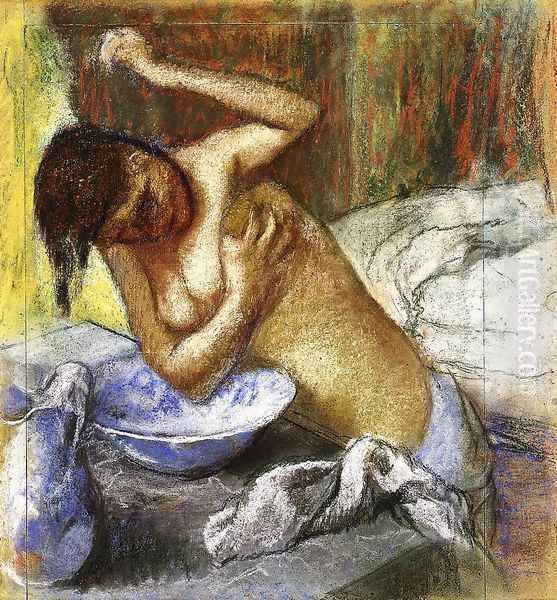 Woman Sponging Her Chest - view 1