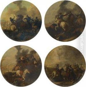 A Set Of Four Cavalry Skirmishes