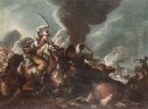 A Cavalry Skirmish Between Turks And Christians by Marzio Masturzio
