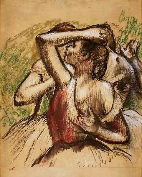 Three Ballet Dancers, One with Dark Crimson Waist - view 1
