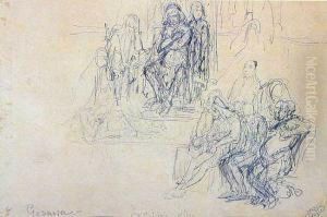Leszek Bialy Z Bratem (szkic Do Kompozycji Sejm W Gasawie) by Jan Matejko