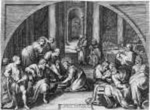 The Wedding At Cana; And Christ
Washing The Feet Of The Apostles (b. 236, 237; Holl. 51, 46) by Jacob Matham